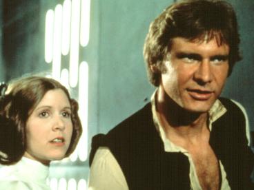 STAR WARS, Mark Hamill, Carrie Fisher, Harrison Ford, 1977. - FILM STILL