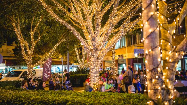 Twinkling fairy lights on the trees in Gympie’s CBD. The Toowoomba Regional Council’s upcoming lighting strategy could include fairy lights.