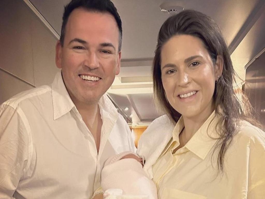 Tom Browne with his wife Tara and baby Camilla.