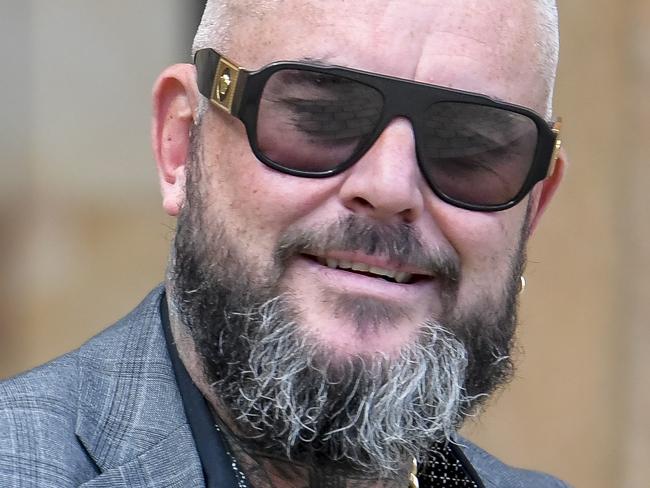 WARNING , ISSUES WITH ID , NOT LEGALLY SAFE TO USE .  TUESDAY APRIL 09 2024 Hells Angels appearing at Adelaide Magistrates Court. Brand and co. Hells Angels group who took a joyride through Adelaide in January. Scott Smith. Picture: NO Byline