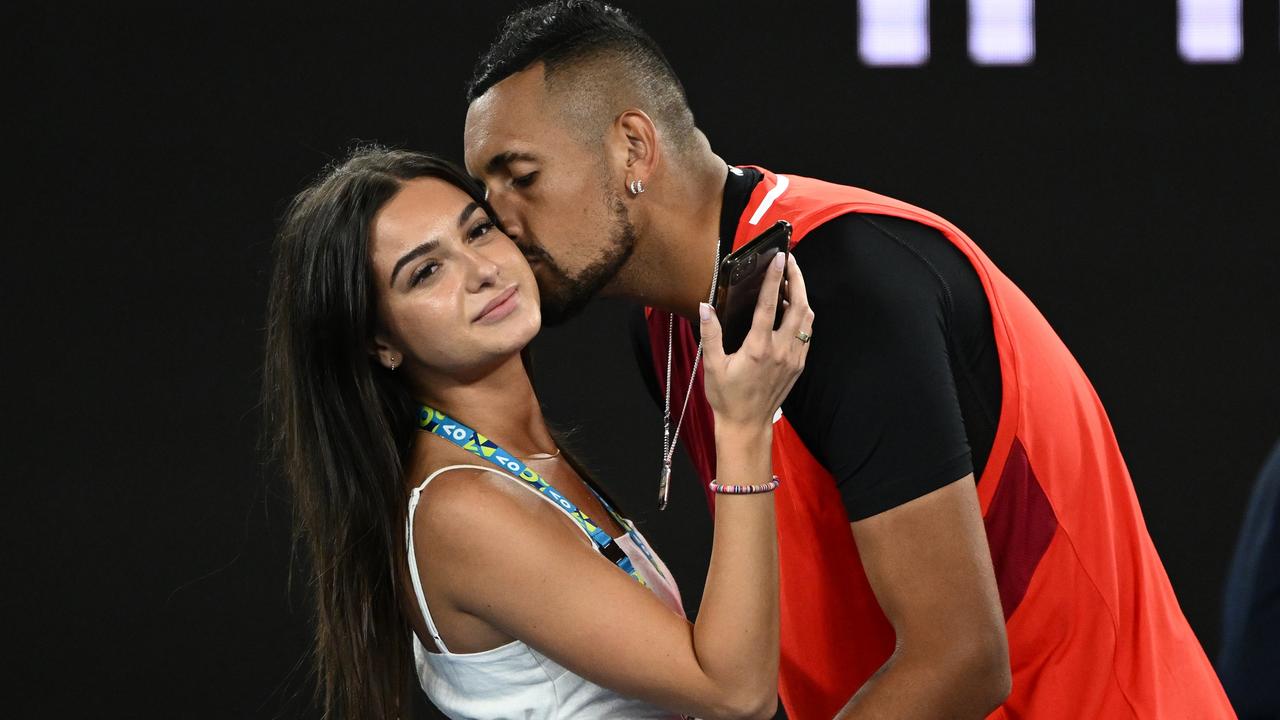 Costeen Hatzi and Nick Kyrgios at the Australian Open. Photo by Quinn Rooney/Getty Images.