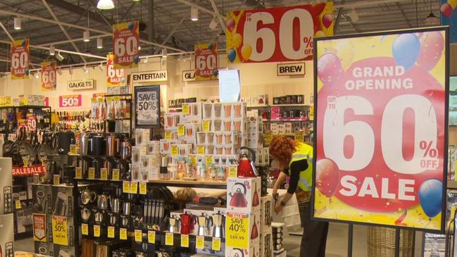 The finishing touches are being put on Australia’s newest discount shopping centre. Picture: 7 News.