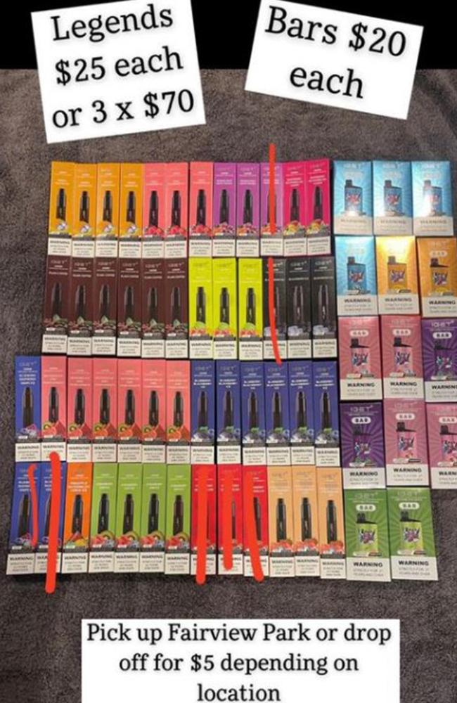 Several social media groups are being used as an underground market for illegal nicotine vapes amid government crackdowns. Picture: Supplied