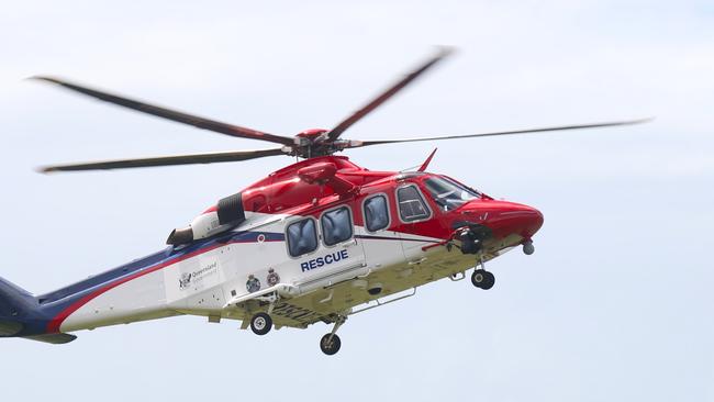 The Rescue 510 helicopter was flown to a Mount Molloy property on Saturday to airlift a snake bite victim to Cairns. Picture: Peter Carruthers