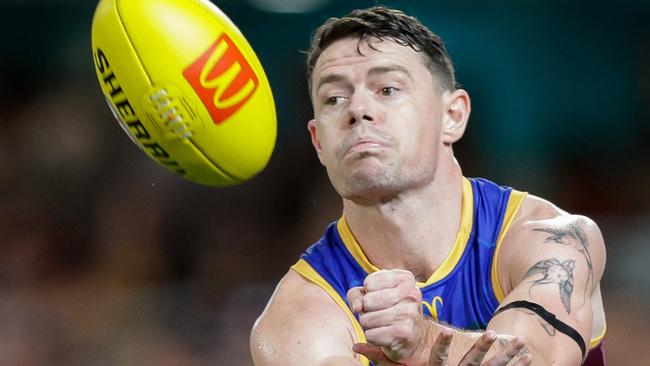 BRISBANE, AUSTRALIA - MARCH 08: Lachie Neale of the Lions in action during the 2024 AFL Opening Round match between the Brisbane Lions and the Carlton Blues at The Gabba on March 08, 2024 in Brisbane, Australia. (Photo by Russell Freeman/AFL Photos via Getty Images)