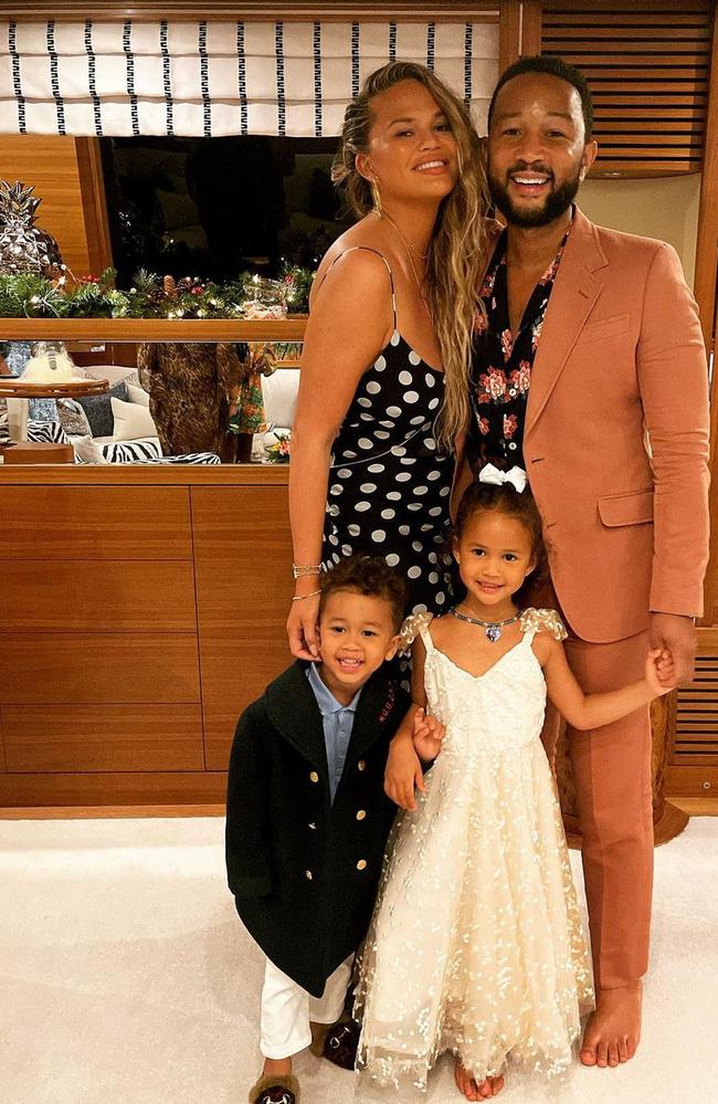 Chrissy Teigen with her husband John Legend and children Luna Simone Stephens and Miles Theodore Stephens.