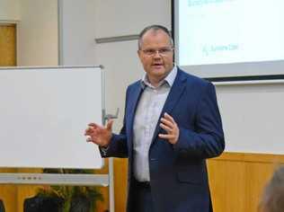 Member for Fairfax Ted O'Brien welcomed the crowd at the Airservices Australia roundtable to discuss flight path future. Picture: Shayla Bulloch