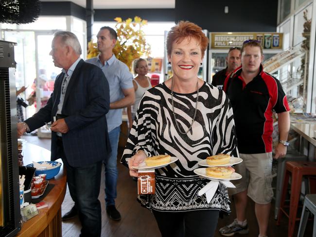 One Nation’s Pauline Hanson in Bunbury walking the streets to plug her candidates for the March 11 WA State election. Picture: Colin Murty