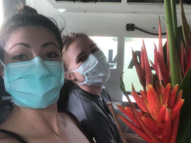 Friends Nicola Burns, 28, and Caitlyn Gwyther, 21, were treated for coronavirus in Darwin together. Both have since recovered. Picture: Supplied