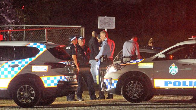 Police at the North Star Footy Club, Zillmere, after Sunday’s attack. Picture, John Gass