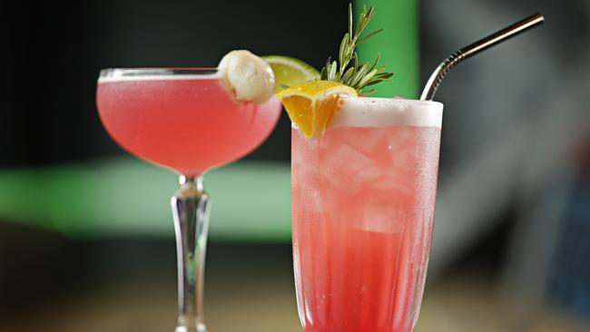 The popular Lychee Cosmo and Bushwhacked cocktails are favourites at the bar. Picture: Adam Yip