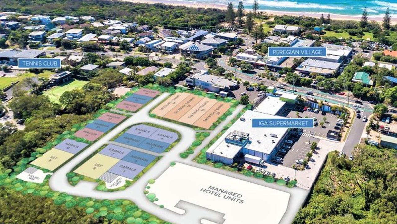 The overall development plans for the old caravan site at Peregian.