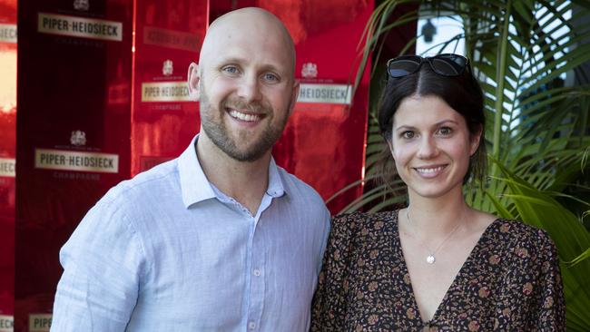 Gary and Jordan Ablett attend the Piper-Heidsieck enclosure at the 2021 Australian Open