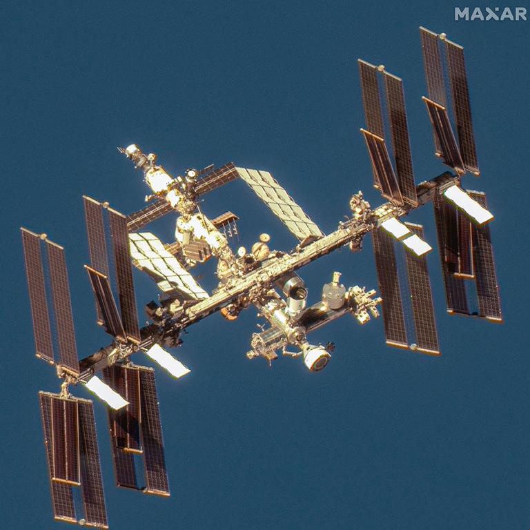 This satellite image courtesy of Maxar Technologies, taken on June 7, shows the Boeing Starliner spacecraft docked with the International Space Station's (ISS) forward port on the station's Harmony module. Picture: AFP Photo/Satellite image/Maxar Technologies