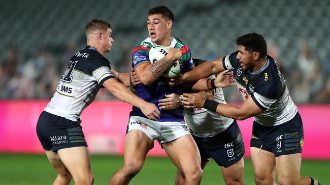 Jamayne Taunoa-Brown was superb for the Warriors against the Cowboys. Picture: Cameron Spencer/Getty Images