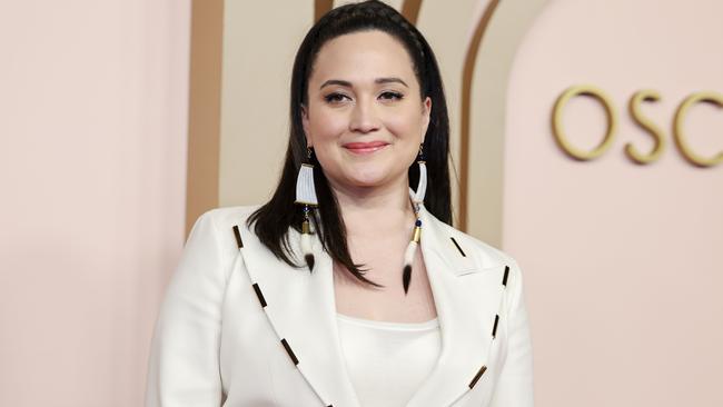 Gladstone at the 2024 Oscars nominees luncheon in Los Angeles, February 2024. Picture: Michael Blackshire/Los Angeles Times via Getty Images.