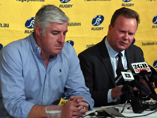 ARU chairman Cameron Clyne (L) and Bill Pulver.