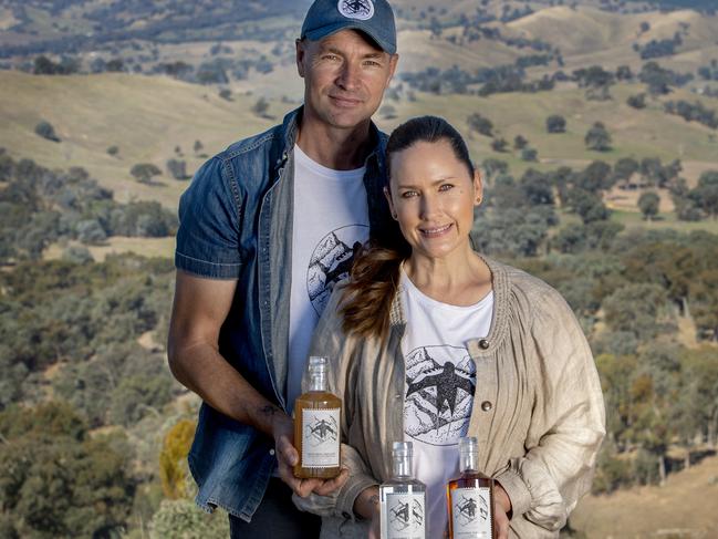 COUNTRY LIVING: Swiftcrest DistilleryHank and Carrie Thierry make gin and vodka (and eventually whisky) at their property near Mt Buller. PICTURED: Hank and Carrie Thierry on their farm near Mansfield.PHOTOGRAPHER: ZOE PHILLIPS