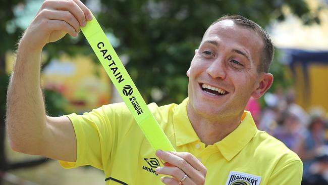 Alan Baro announced as Mariners captain at the annual Family Day at Kibble Park on Saturday (AAP image / Mark Scott)