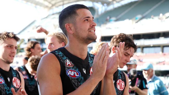 Ken Hinkley says Burton remaining forward is a possibility. (Photo by Sarah Reed/AFL Photos via Getty Images)