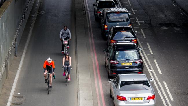 A cycle superhighway in London.