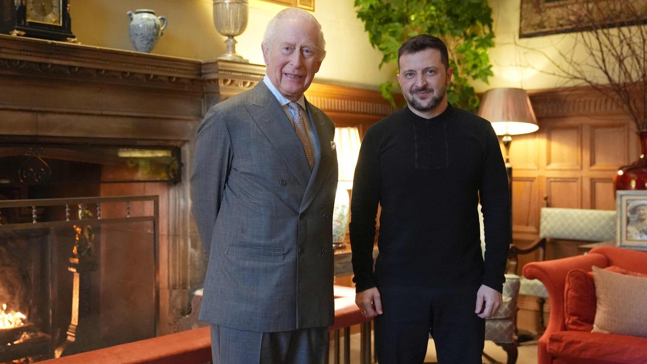 King Charles with Volodymyr Zelensky on March 2, 2025. Picture: Joe Giddens/Pool/AFP