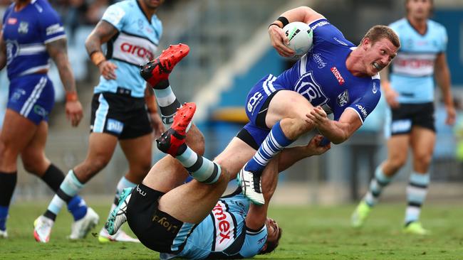 Jack Hetherington on the charge against the Sharks. Picture: Mark Metcalfe/Getty Images