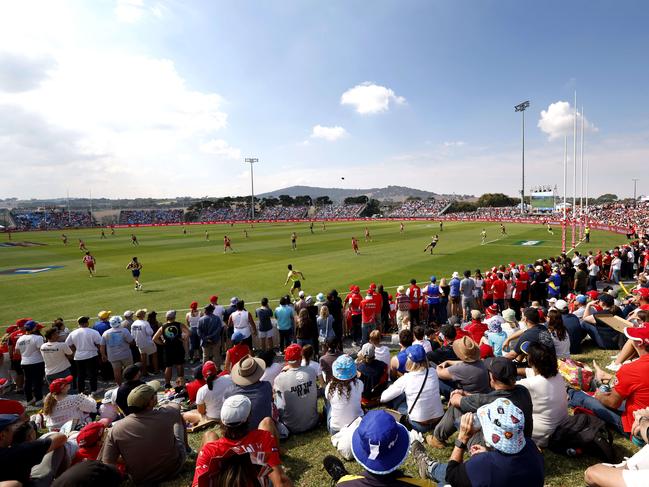 General view of the fans during the AFL Gather Round match between the Sydney Swans and West Coast Eagle at Mount Barker on April 6, 2024.  Photo by Phil Hillyard(Image Supplied for Editorial Use only - **NO ON SALES** - Â©Phil Hillyard )