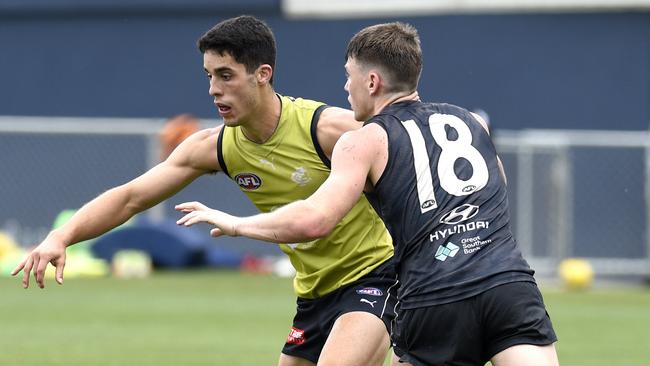 Walsh (right) and Adam Cerra are both looking for form as the Blues try to reignited their bid for a top four spot. Picture: Andrew Henshaw