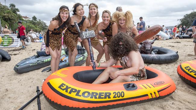 Hairy stuff: From left, Michelle Moffatt, Sharon Lu, Laurie Young, Becky Herbert, Jenny Austin and Peter Hutchins. (AAP IMAGE / Troy Snook)