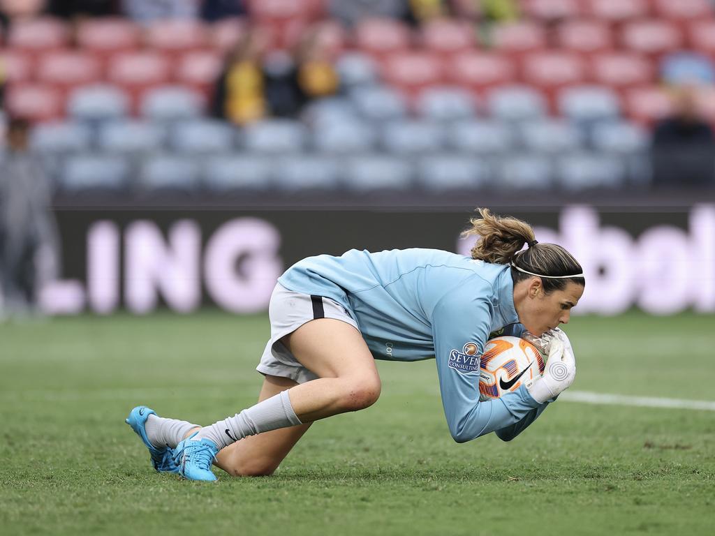 Lydia Williams has been working hard at training with the Matildas. Picture: Cameron Spencer/Getty Images