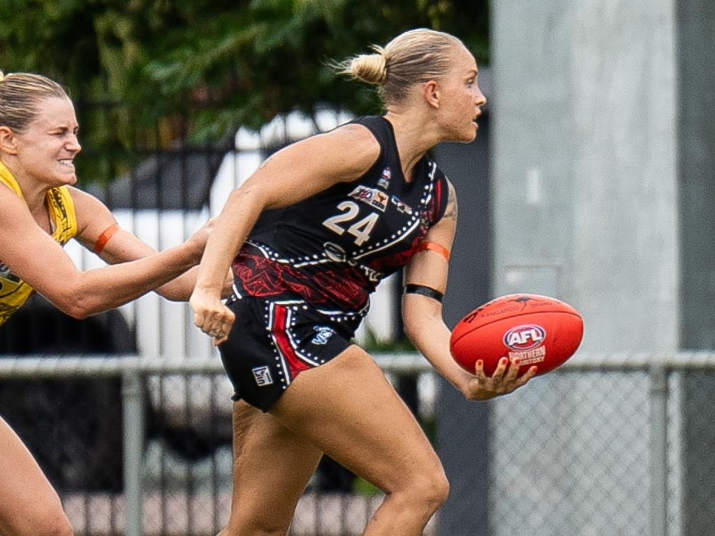 Courtney Ugle for Tiwi Bombers 2024-25. Picture: Jack Riddiford / AFLNT Media