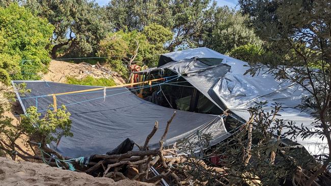 Another dwelling in the Dee Why sand dunes before the arrests. Picture: Facebook