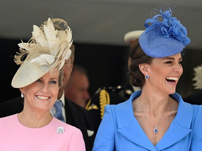 Sophie, Countess of Wessex and Catherine, Duchess of Cambridge outside the chapel. Picture: Toby Melville /Getty Images