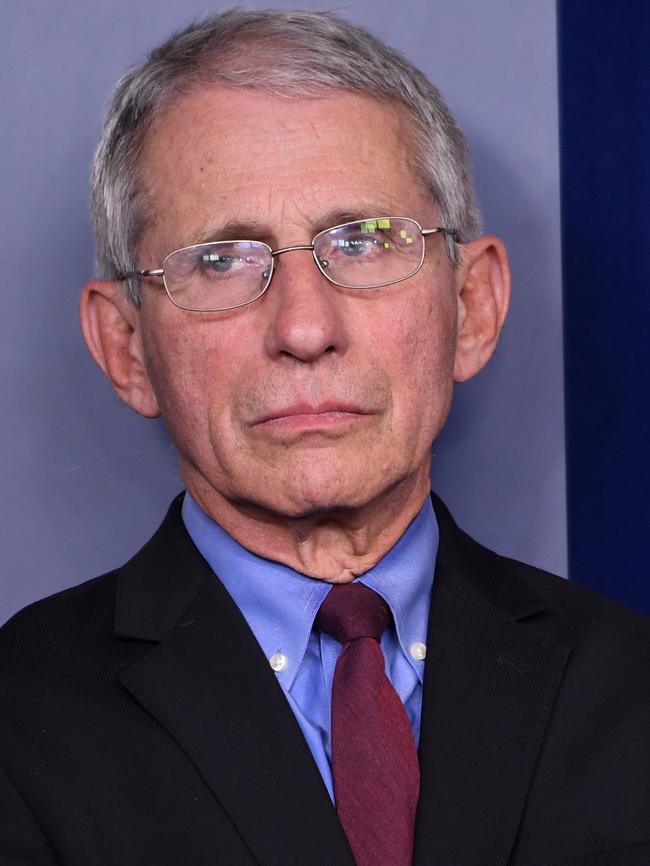 Director of the National Institute of Allergy and Infectious Diseases at the National Institutes of Health Dr Anthony Fauci. Picture: AFP