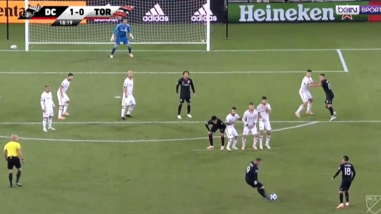 What. A. BELTER: Wayne Rooney unleashes an all-time free kick.