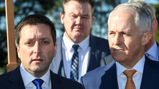 Victorian Opposition Leader Matthew Guy with Prime Minister Malcolm Turnbull last week. Picture: Penny Stephens