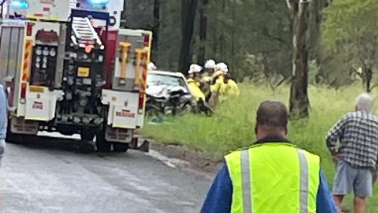 Three people have serious injuries after a two vehicle crash at Millmerran.