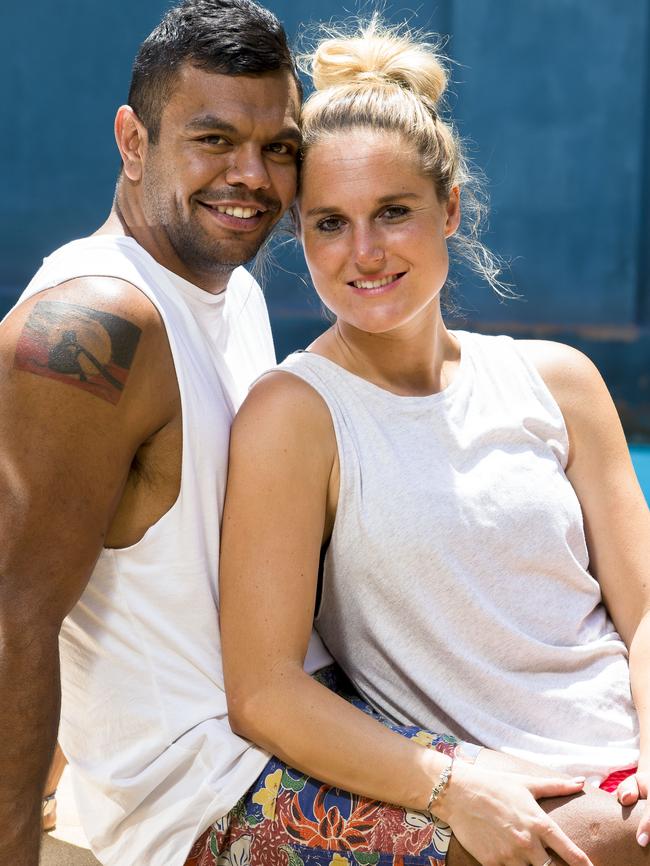 Kurtley Beale with girlfriend Maddi Blomberg. Picture: Mitch Cameron