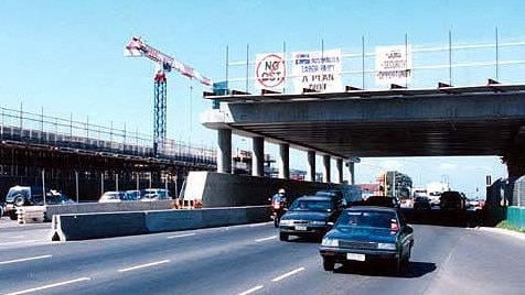 The bridge being constructed over Nepean Highway.