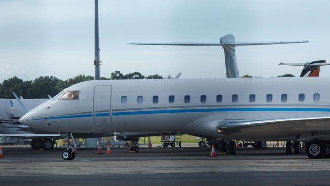 Swift’s jet transported boyfriend Travis Kelce to Sydney in February last year. Picture: NCA NewsWire / David Swift