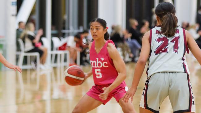 Moreton Bay College's Vahaylia Seumanutafa. Picture: Basketball Queensland