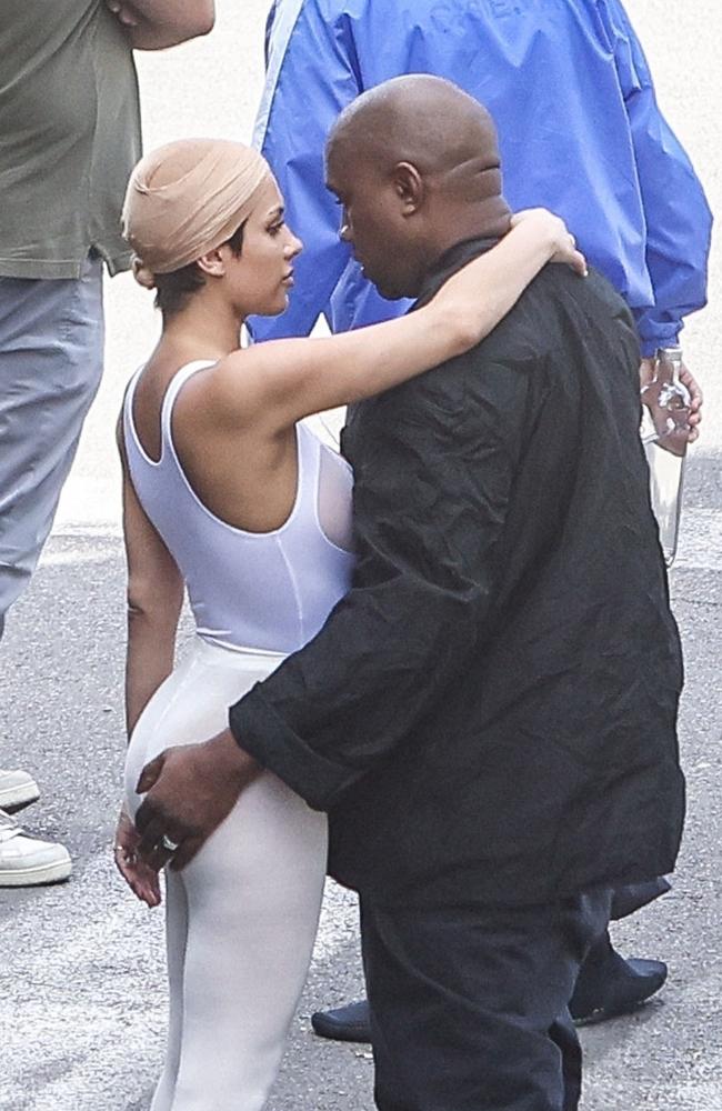 Kanye West's 'wife' Bianca Censori goes shoeless in completely sheer tights  for date