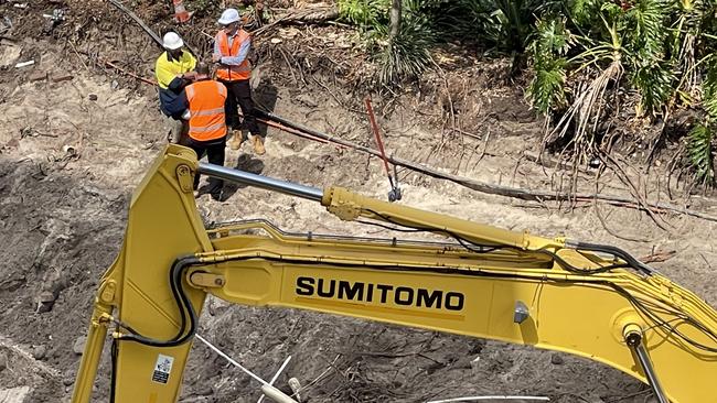 Workers on-site at the No. 21 Broadbeach site after the first sod was turned. Picture: Supplied