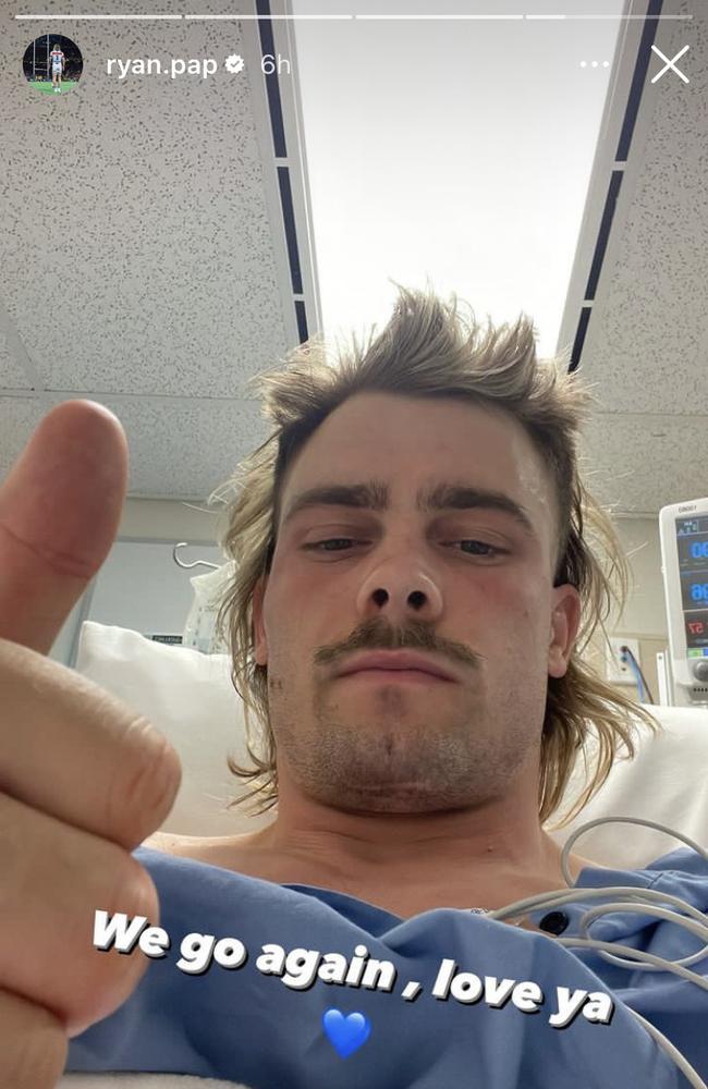 Papenhuyzen posted from his hospital bed just hours after the match.