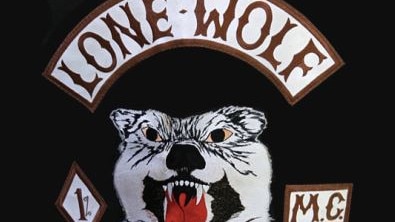 A former Lone Wolf bikie sergeant-at-arms, Stuart Leslie Wood, was jailed for an intimidatory robbery. Pic - Lone Wolf Australia MC logo .