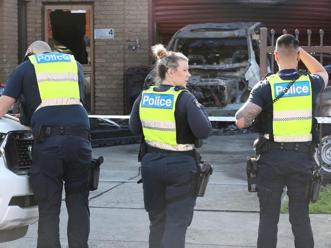 Police at the scene on Wednesday. Picture: David Crosling