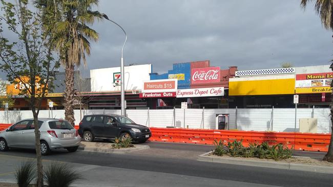 Shopfronts were left out of sight to the public when they were covered by solid hoarding at the start of the works.