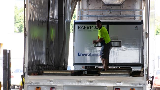 The first AstraZeneca COVID-19 vaccine doses arrive in Sydney earlier this week. Picture: Getty Images