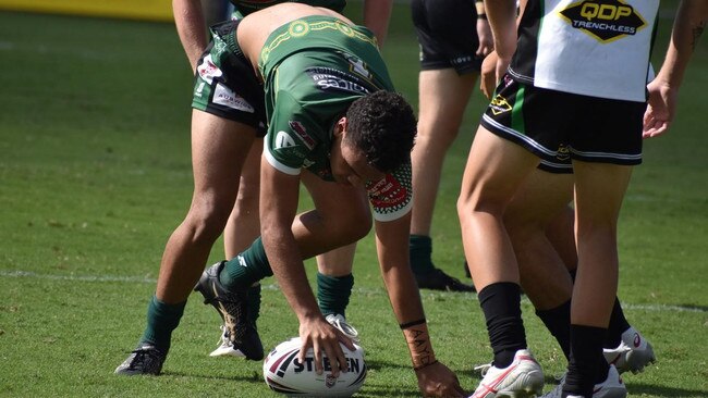 Dom Sandow playing the ball during the Meninga Cup season.